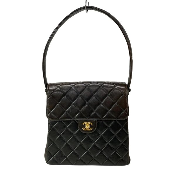 Auth CHANEL Double Face, Matelass - Black Lambskin Shoulder Bag Gold hardware - Picture 1 of 16